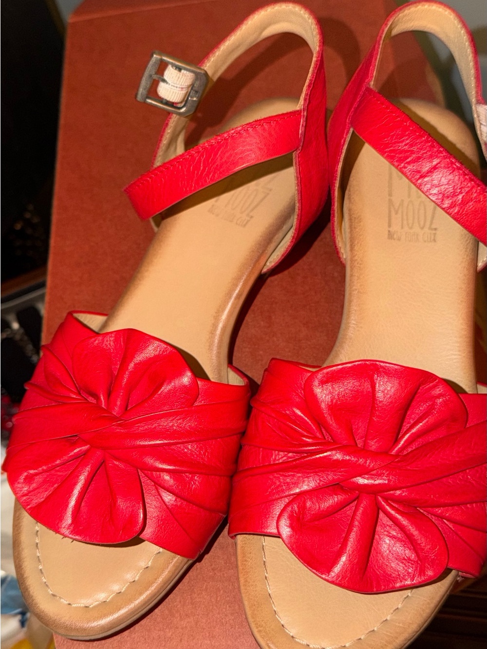 Miz Mooz Red Leather Knot Sandals - Picture 3 of 5